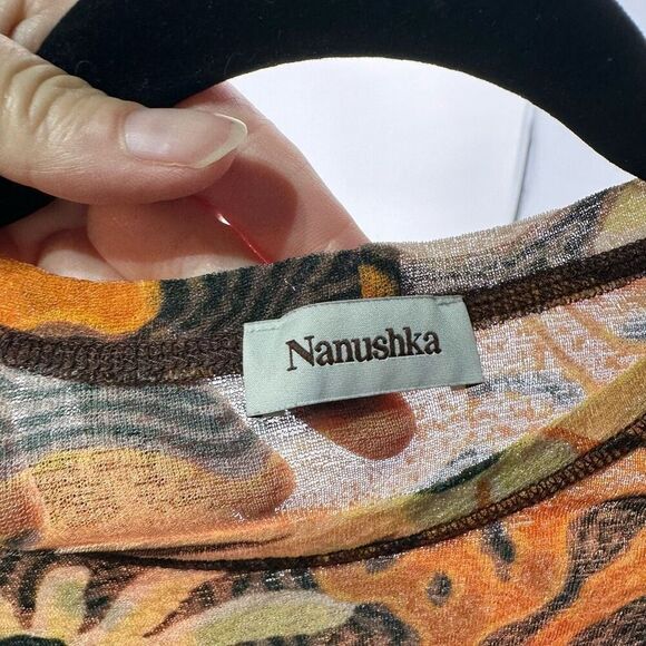 Nanushka Nilo Floral Short Sleeve Cropped Top Arte Povera Size Small Streetwear - Picture 4 of 8